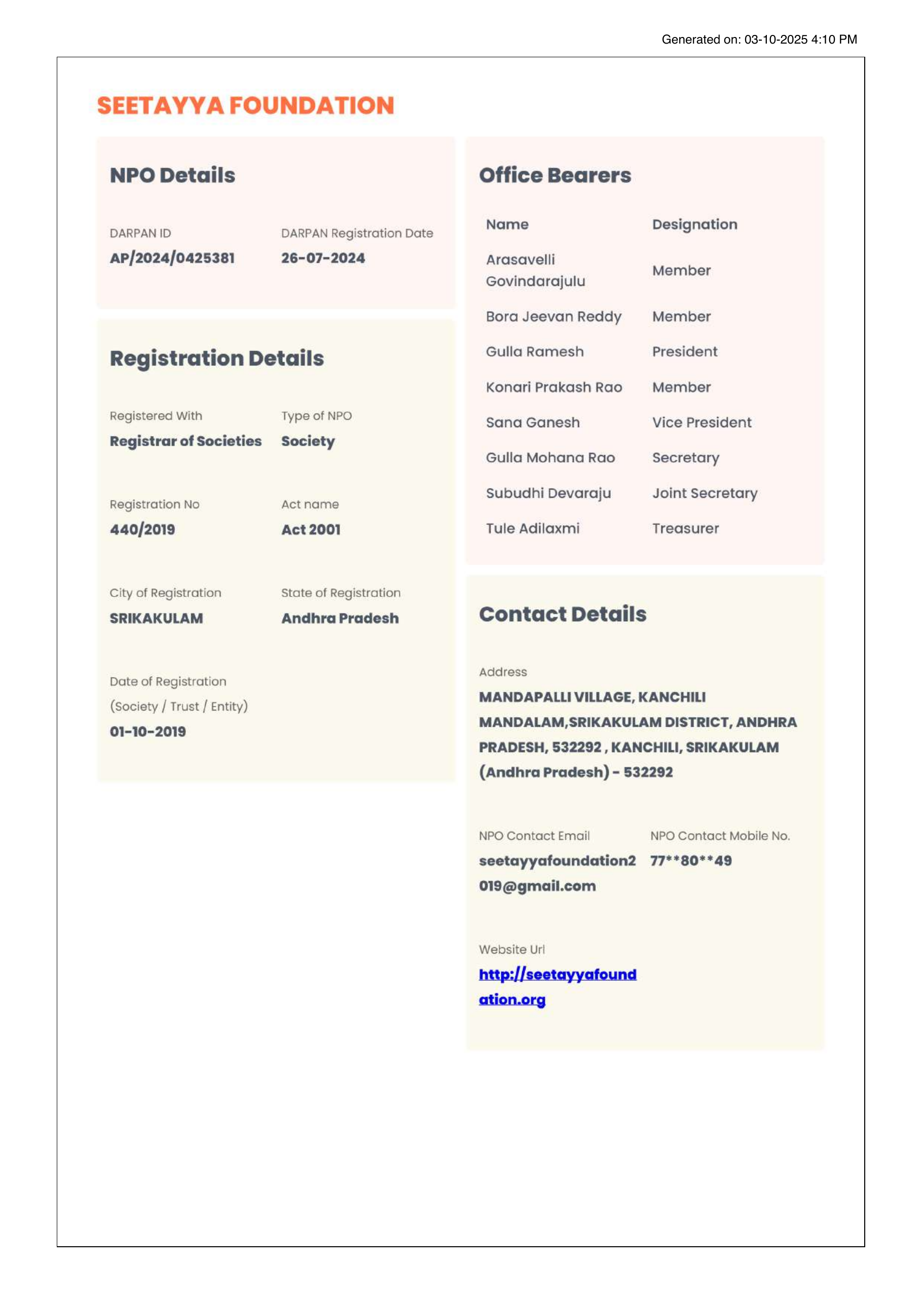 NGO Darpan Registration