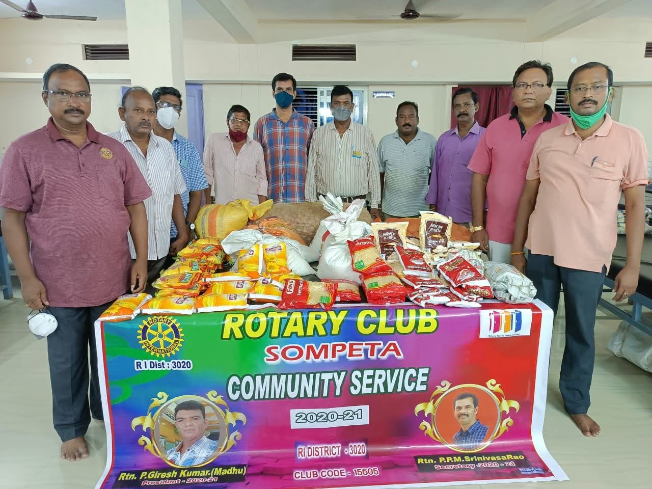 Rotary Club Sompeta grocery donation to the foundation