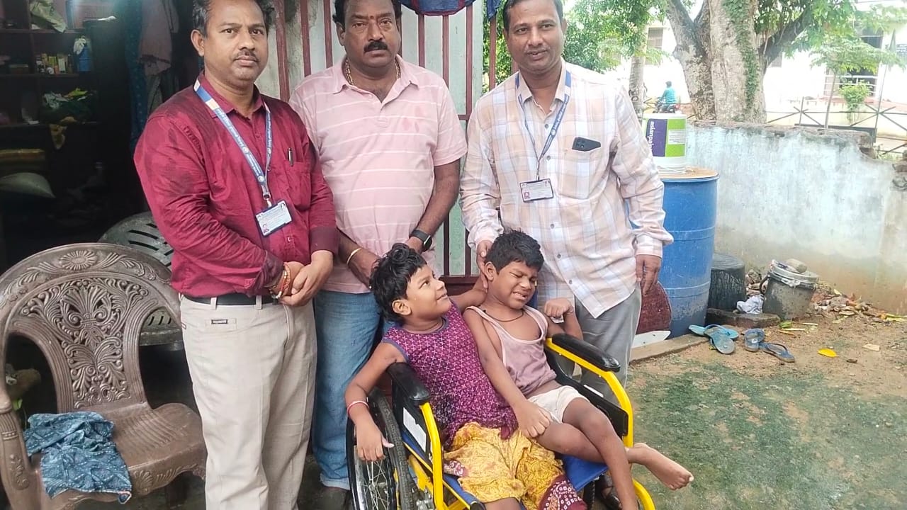 Wheelchair handed over to a differently abled child